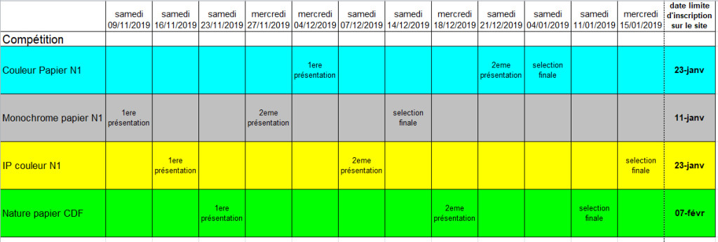 calendrier compet 2019-20